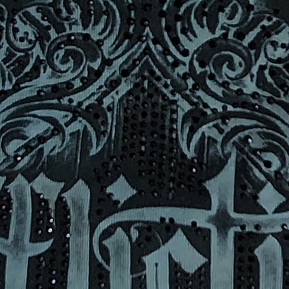 Affliction Briessa baby tee green braided cut out beaded size large - Picture 5 of 11